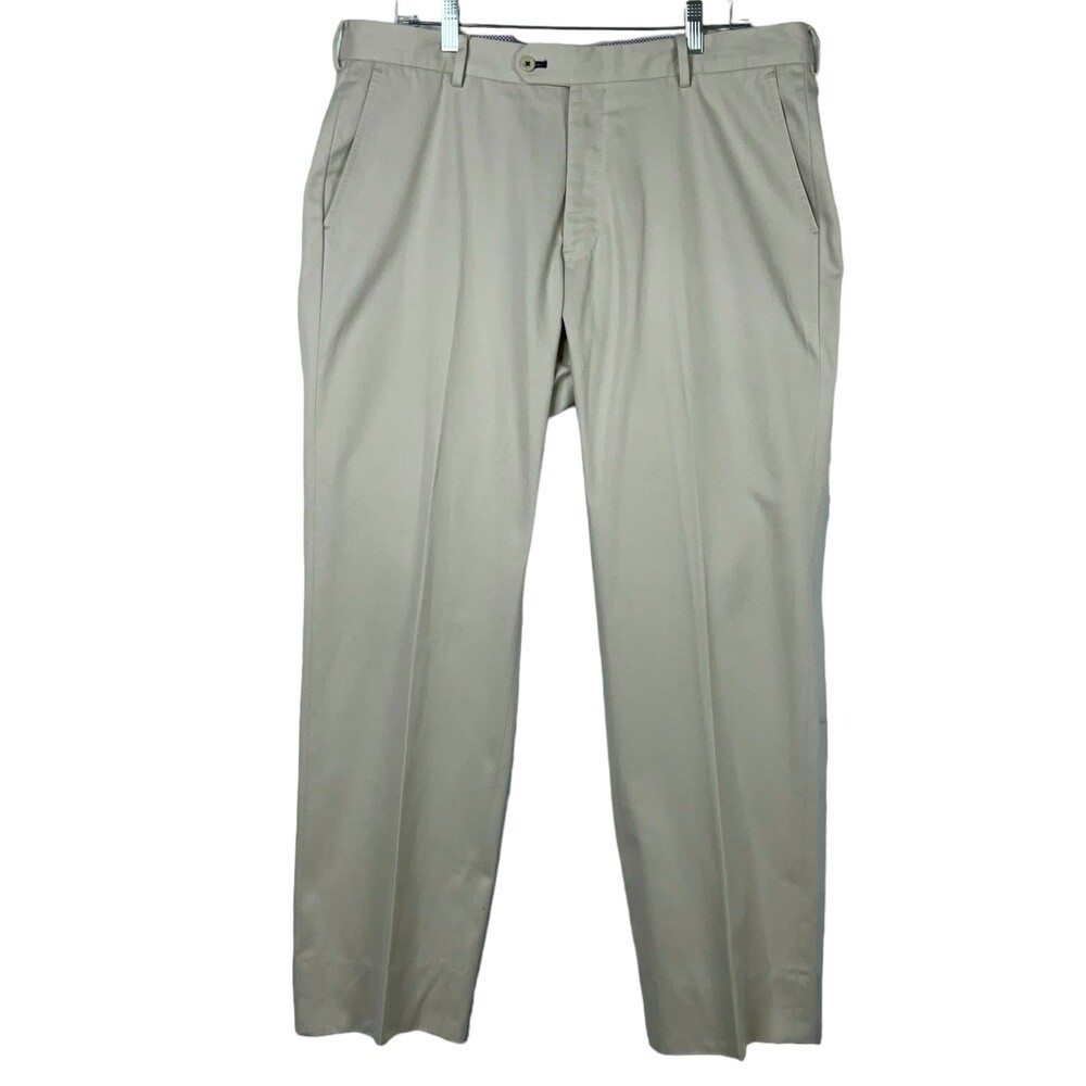 Henry Sage Chino Pants Men's The Ultimate Khaki Casual 38x30 Tan Pima Cotton